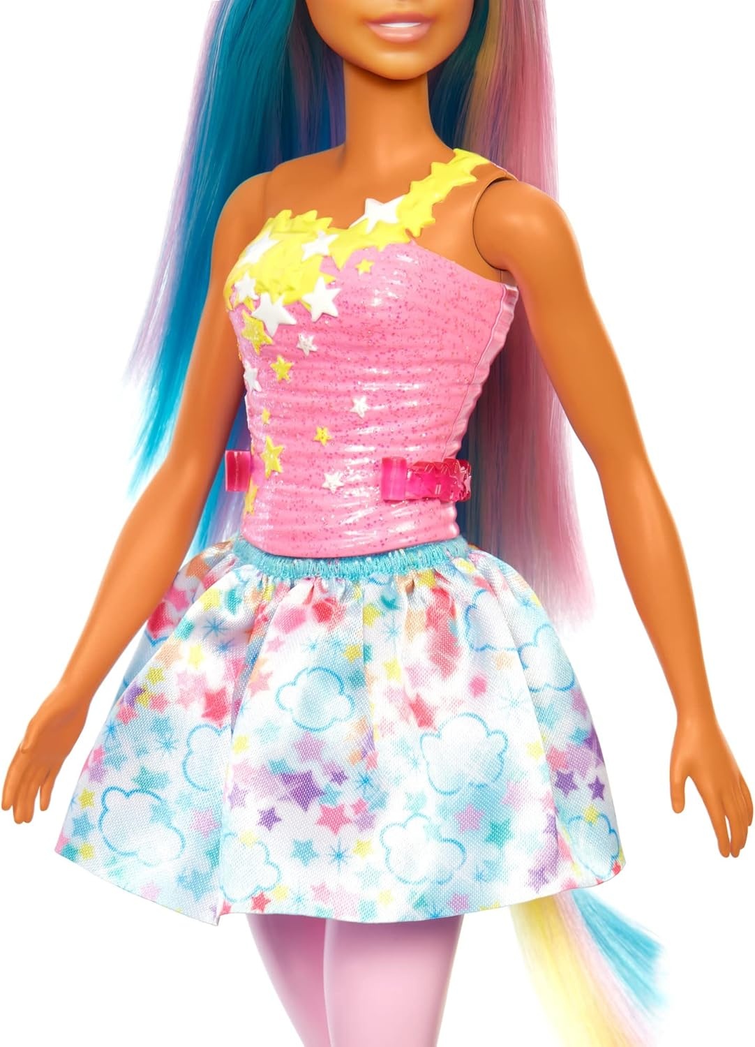 imageBarbie Dreamtopia Unicorn Fashion Doll with Blue amp Purple Hair Wesring Removable Skirt amp Accessories Including Pink Unicorn Headband amp TailMulticolor
