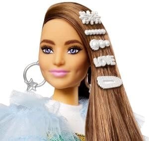 imageBarbie Extra Doll amp Accessories with Long Brunette Hair and Bling Clips in MultiColored Dress with Pet Crocodile
