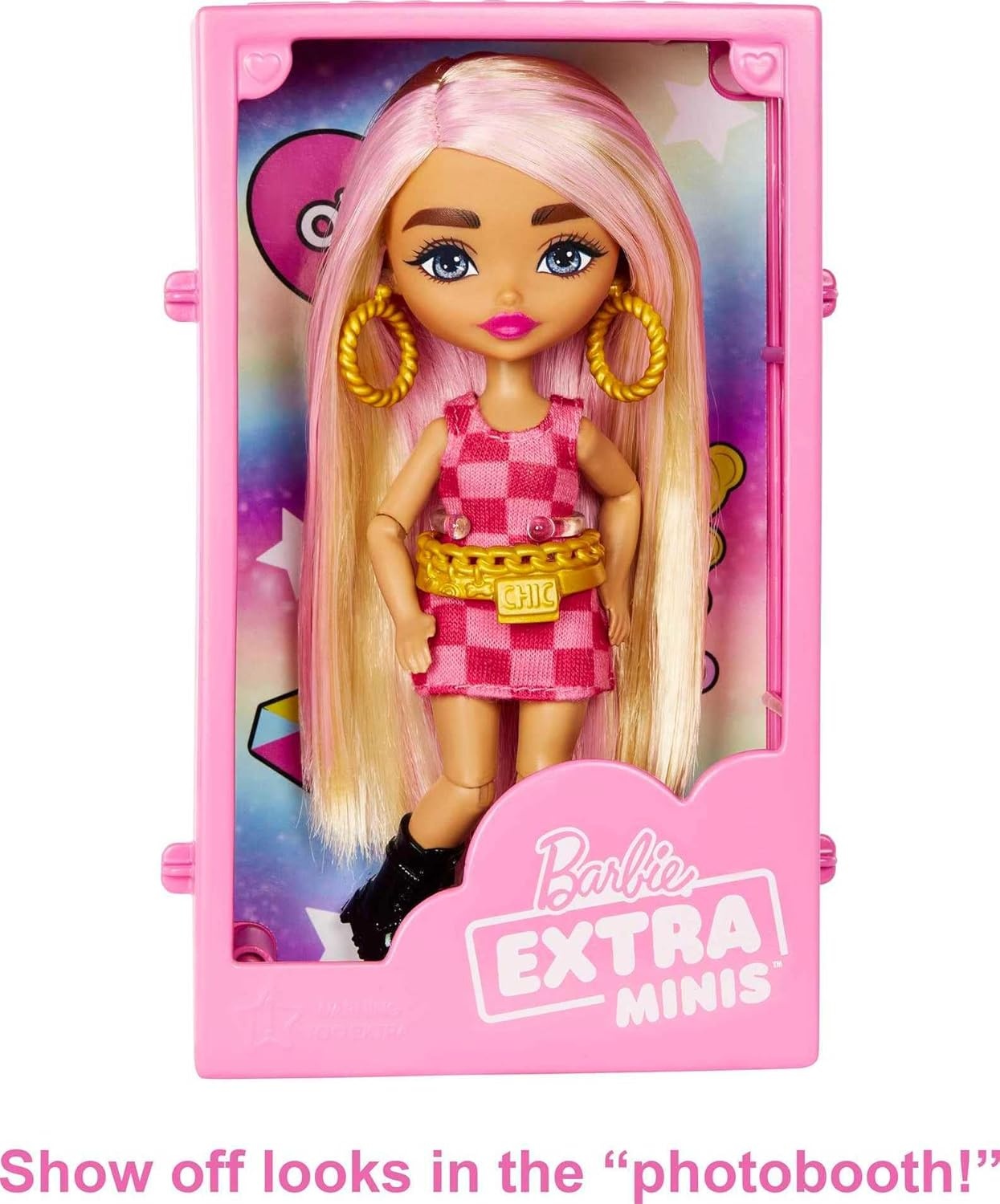 imageBarbie Extra Minis Doll amp Fashion Playset with 15 Pieces Boutique with Small Doll Clothes amp Accessories Including Gummy Bear Keychain