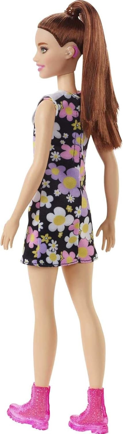 imageBarbie Fashionistas Doll 199 Curvy amp Tall with Wavy Black Hair Gingham CutOut Dress amp Accessories Including Shoes amp ScrunchieStyle BraceletArt Sports Modern