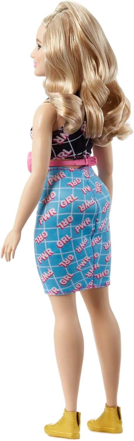 imageBarbie Fashionistas Doll 202 Curvy with Blonde Hair Girl Power Print Outfit amp Accessories Including Sneakers amp Fanny Pack