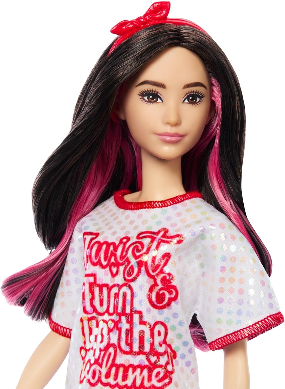 imageBarbie Fashionistas Doll 214 Black Wavy Hair with Twist n Turn Dress amp Accessories 65th Anniversary Collectible ToyDoll