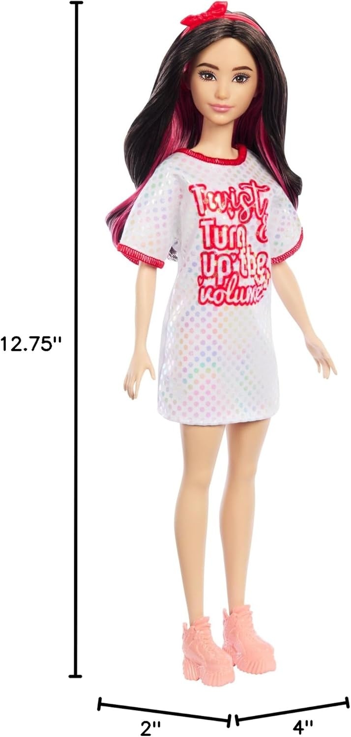 imageBarbie Fashionistas Doll 214 Black Wavy Hair with Twist n Turn Dress amp Accessories 65th Anniversary Collectible ToyDoll