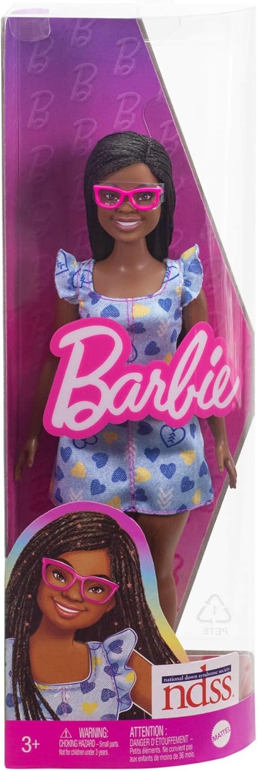 imageBarbie Fashionistas Doll 229 Doll with Down Syndrome Wearing HeartPrint Dress Created in Partnership with The National Down Syndrome Society