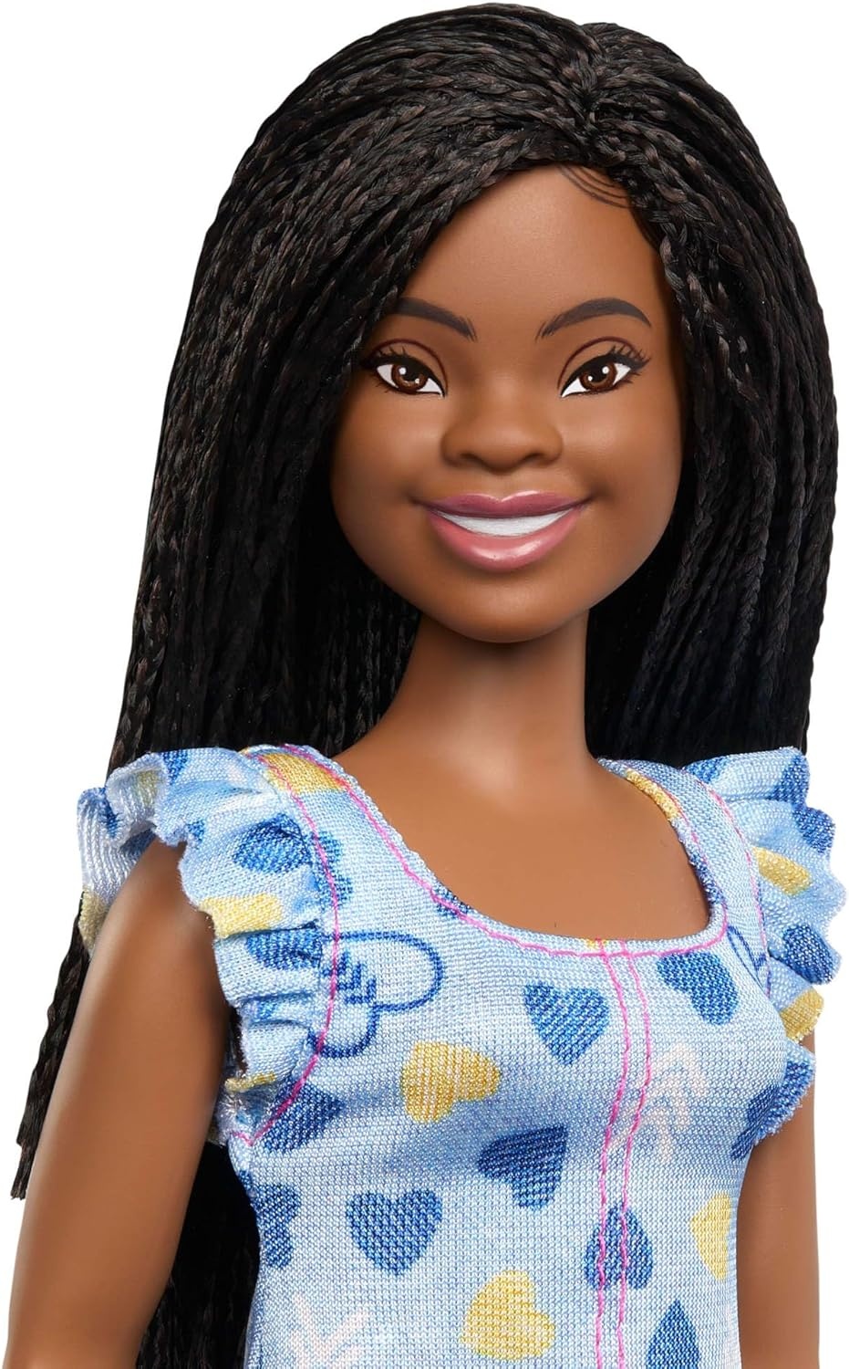 imageBarbie Fashionistas Doll 229 Doll with Down Syndrome Wearing HeartPrint Dress Created in Partnership with The National Down Syndrome Society