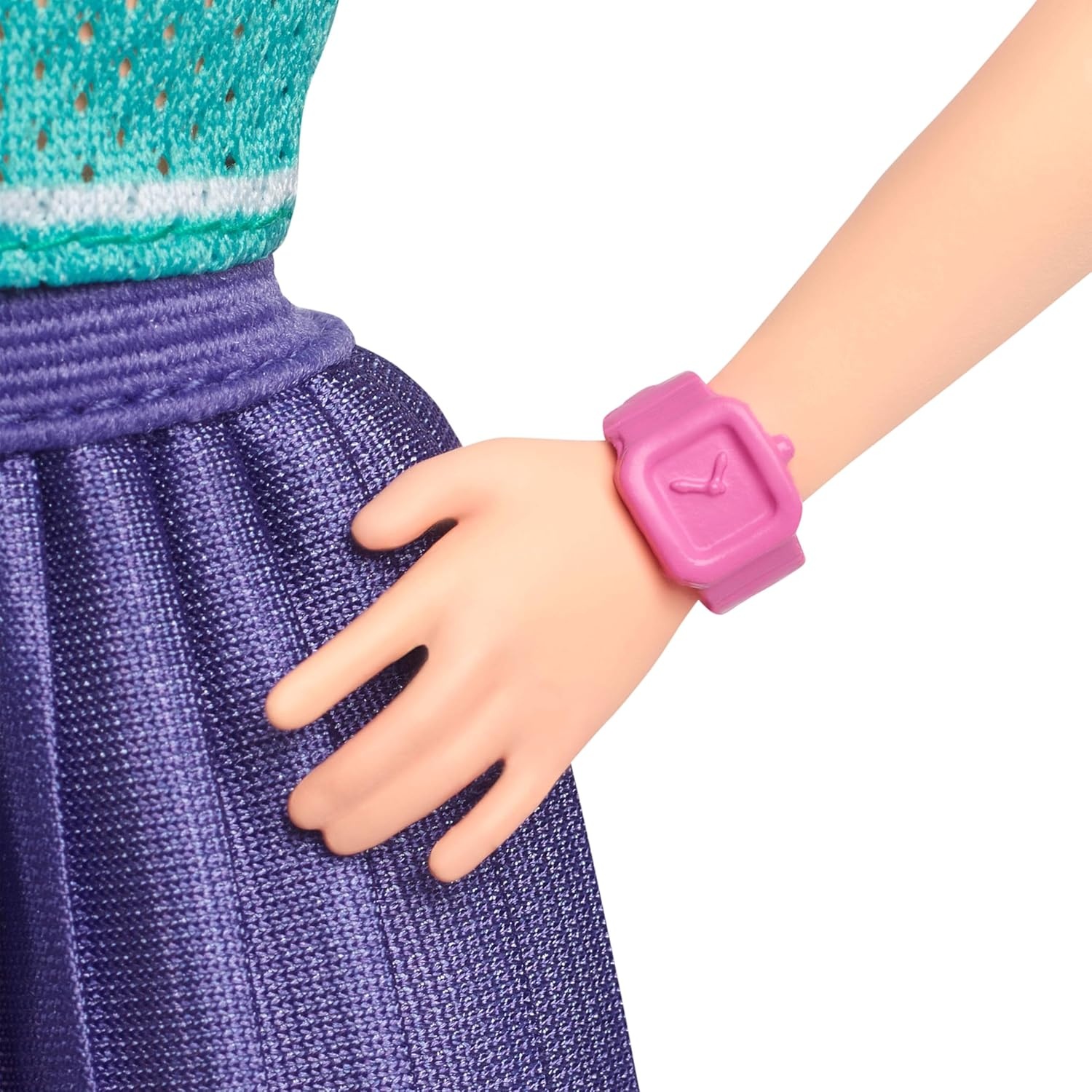 imageBarbie Fashionistas Doll 232 with Red Hair Wearing Sporty B Jersey Top and Pleated Purple Skirt with Watch and Sneakers