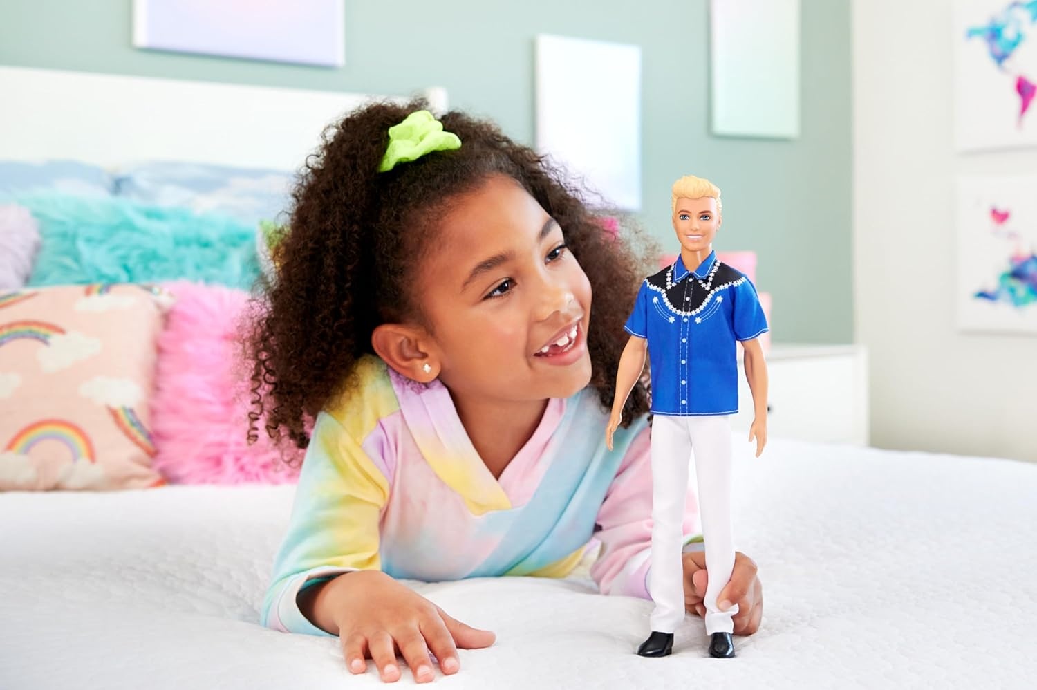 imageBarbie Fashionistas Ken Doll 226 Wearing a Removable Western Shirt Pants amp Boots Blonde Fashion Doll 65th Anniversary Collectible