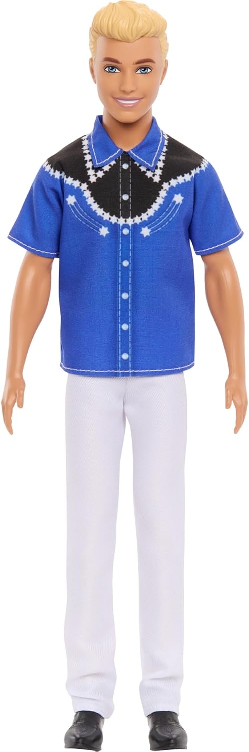 imageBarbie Fashionistas Ken Doll 226 Wearing a Removable Western Shirt Pants amp Boots Blonde Fashion Doll 65th Anniversary Collectible