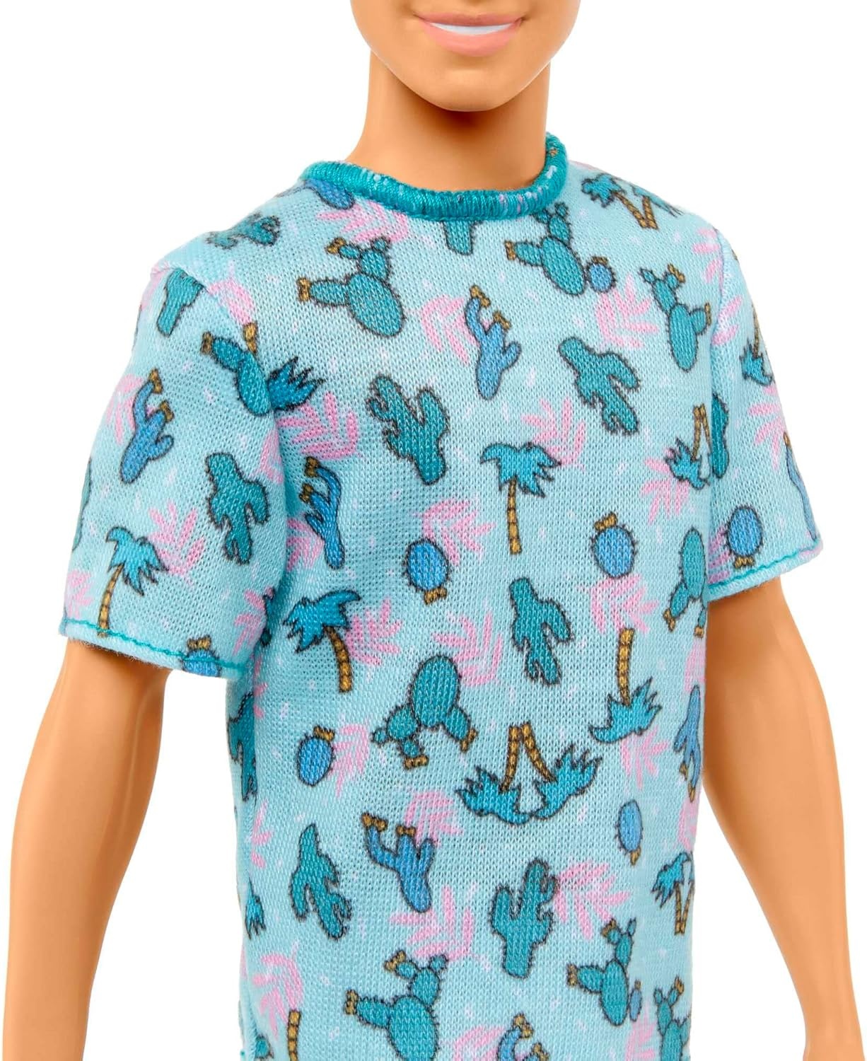 imageBarbie Fashionistas Ken Fashion Doll 211 with Blonde Hair Wearing Removable Blue Cactus Tee White Shorts amp SneakersModern