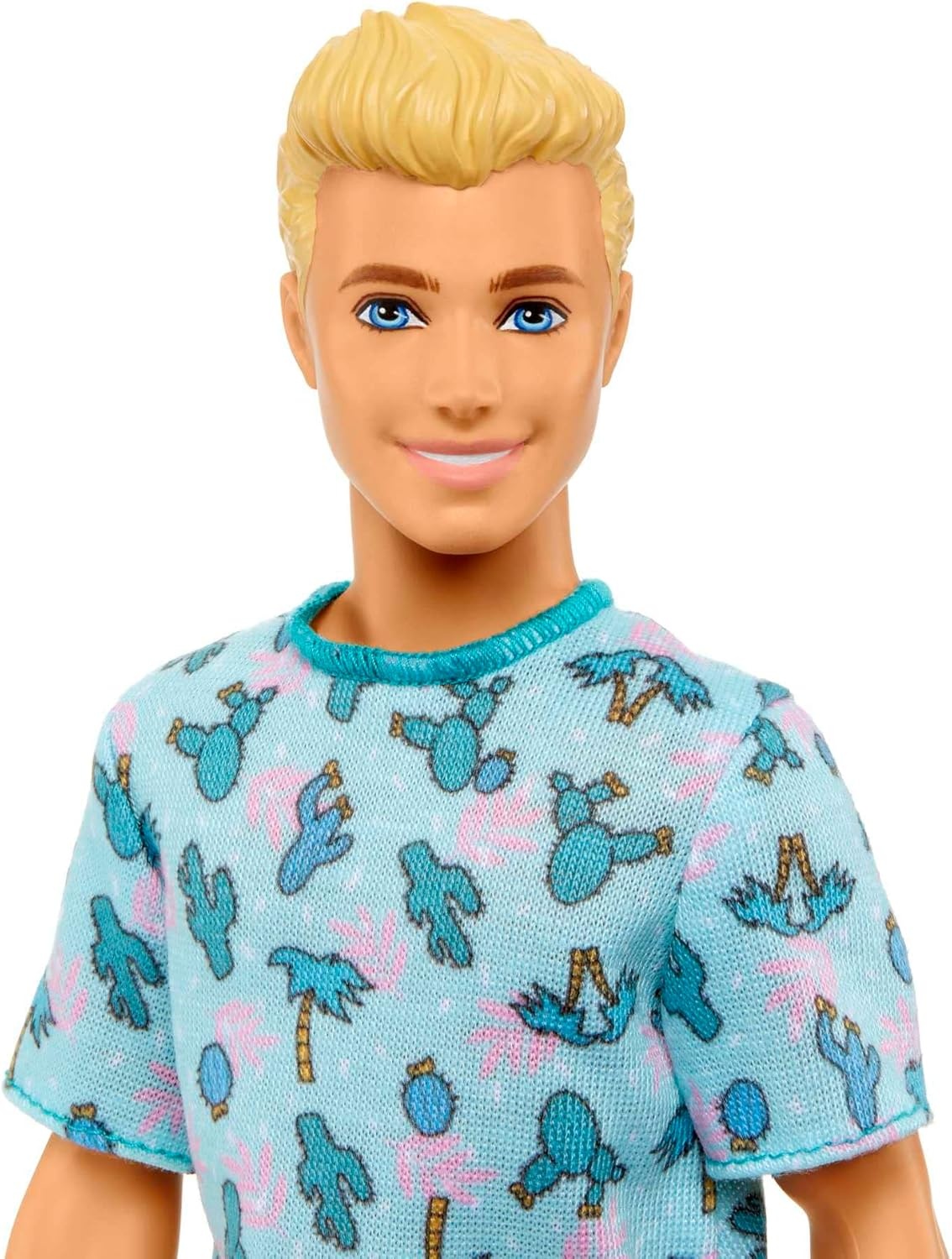 imageBarbie Fashionistas Ken Fashion Doll 211 with Blonde Hair Wearing Removable Blue Cactus Tee White Shorts amp SneakersModern