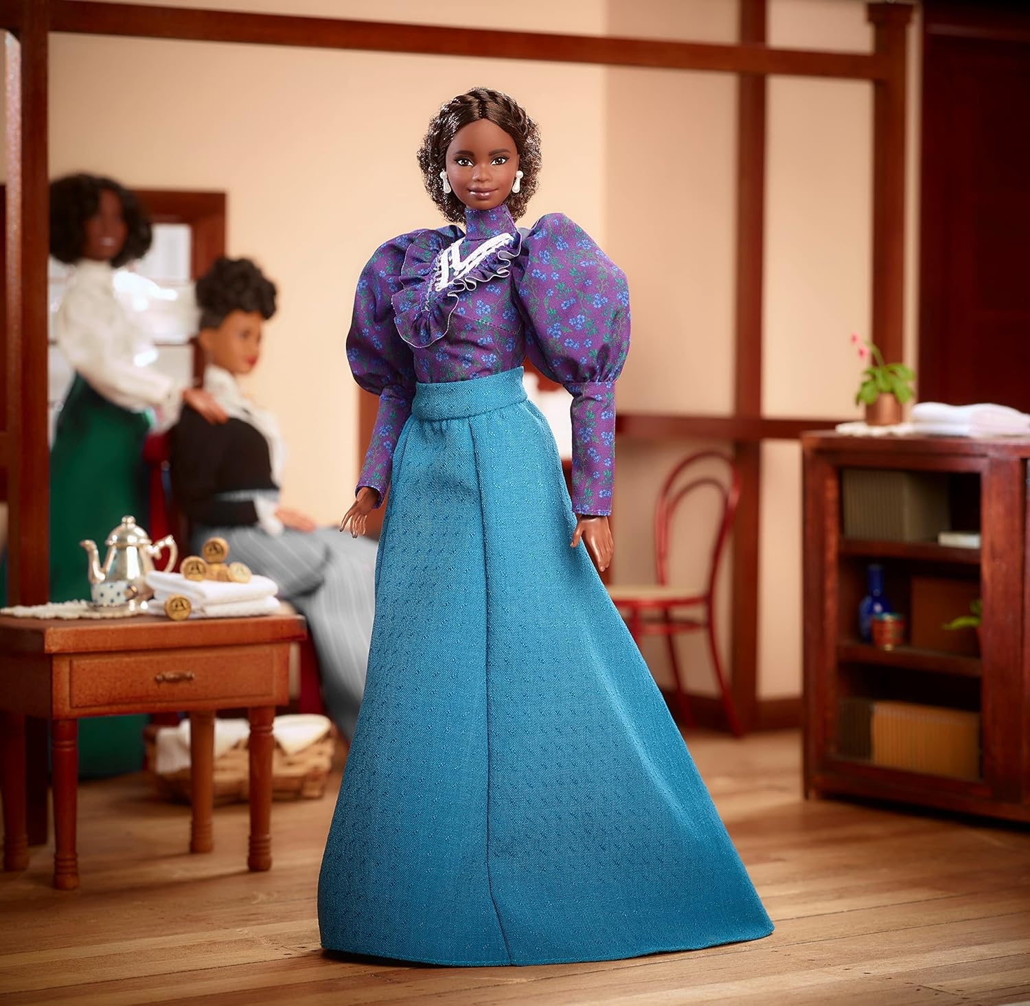 imageBarbie Inspiring Women Doll Madam CJ Walker Wearing Puff Sleeve Blouse FullLength Skirt amp Accessories Collectible with Doll Stand amp Certificate of Authenticity