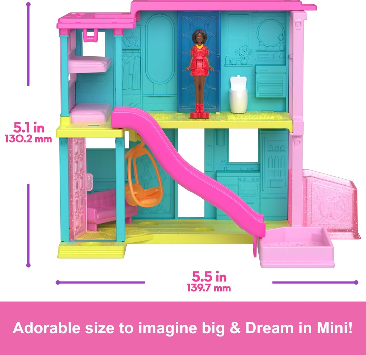 imageBarbie Mini BarbieLand Doll House Sets Mini Dreamhouse with Surprise 15inch Doll Furniture amp Accessories Plus Elevator amp PoolHouse