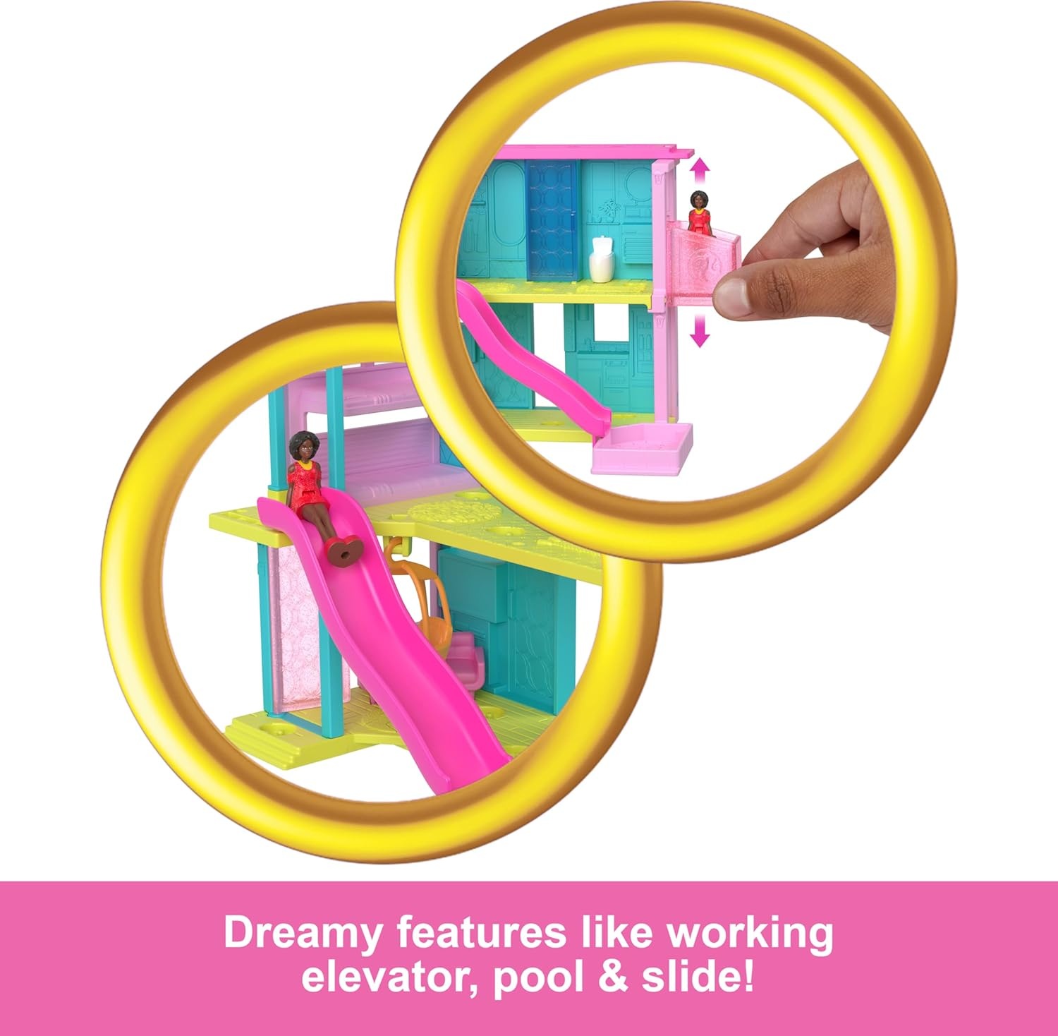 imageBarbie Mini BarbieLand Doll House Sets Mini Dreamhouse with Surprise 15inch Doll Furniture amp Accessories Plus Elevator amp PoolHouse