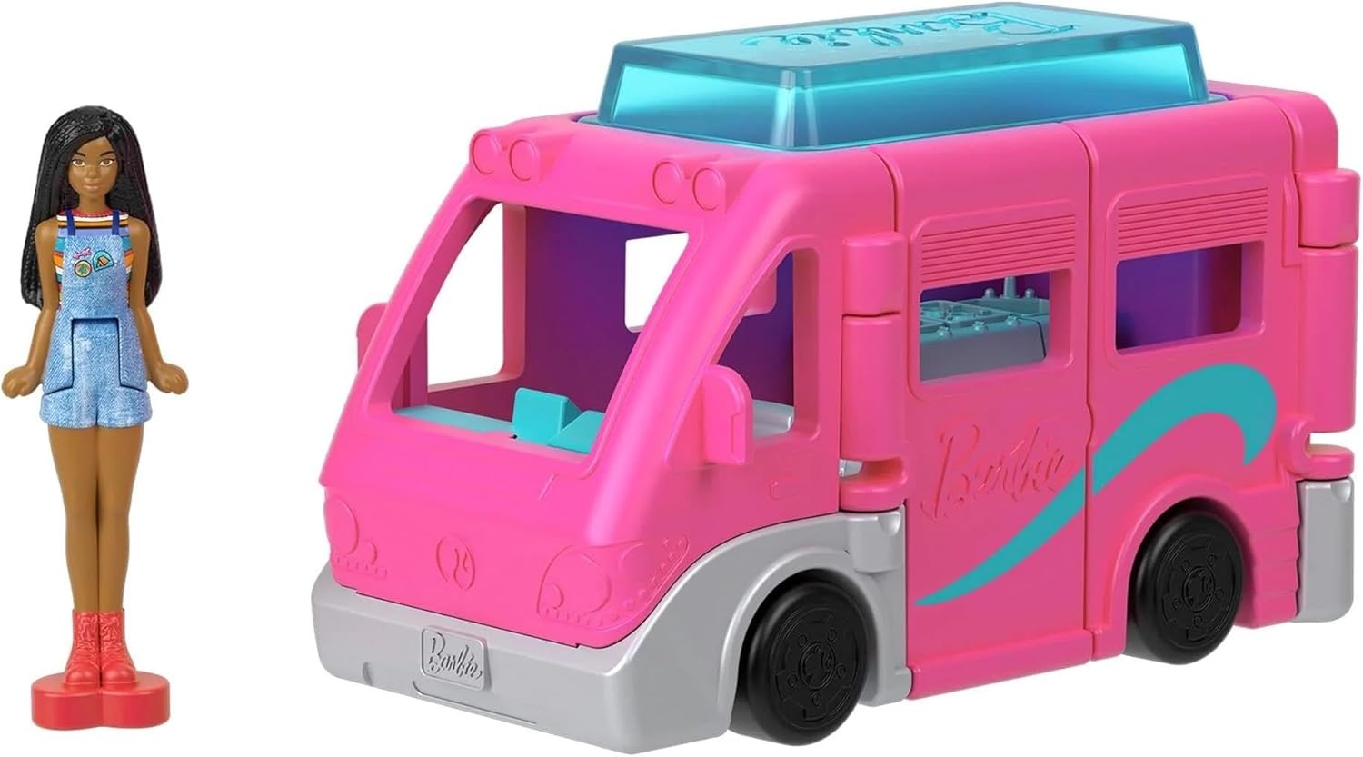 imageBarbie Mini BarbieLand Playsets with Toy Vehicle amp 15inch Doll DreamCamper with Working Doors amp ColorChange Pool