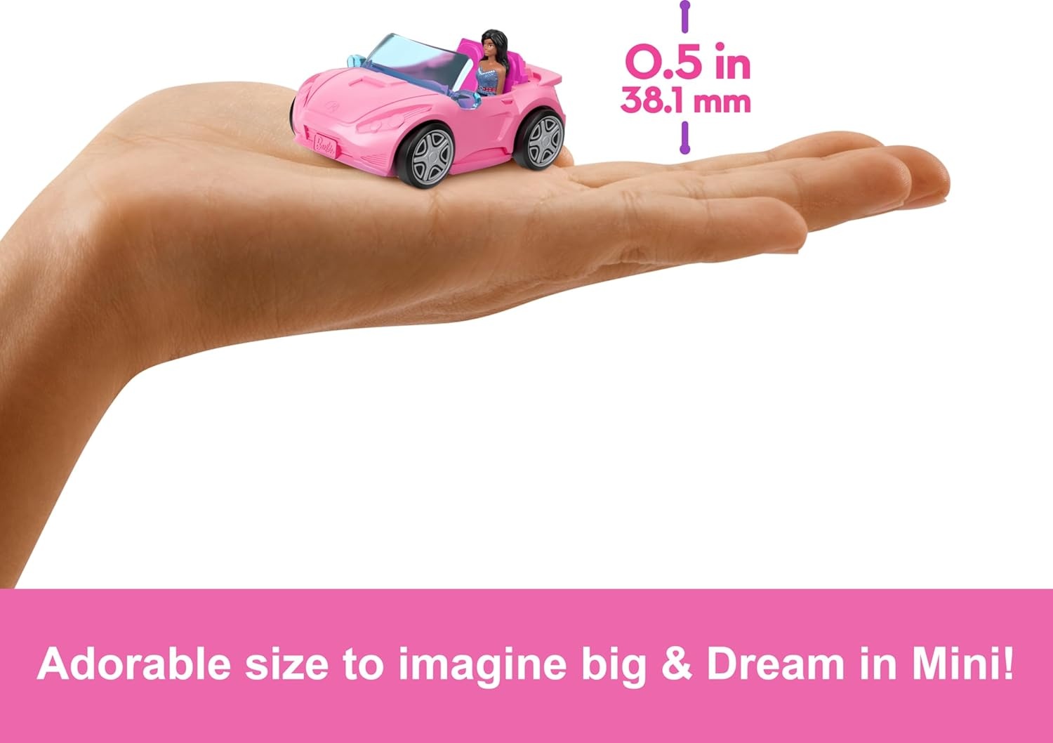 imageBarbie Mini BarbieLand Toy Vehicle Playset with 15inch Doll amp Convertible Car with ColorChange Surprise Plus Street Sign AccessoryConvertible