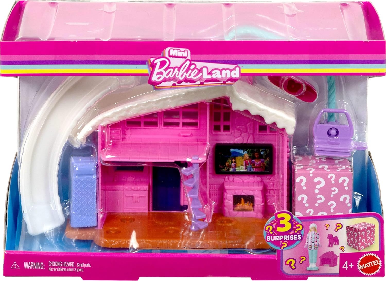 imageBarbie Mini Land Doll House Sets Mini Dreamhouse with Surprise 15inch Doll Furniture amp Accessories Plus Elevator amp Pool Styles May Vary