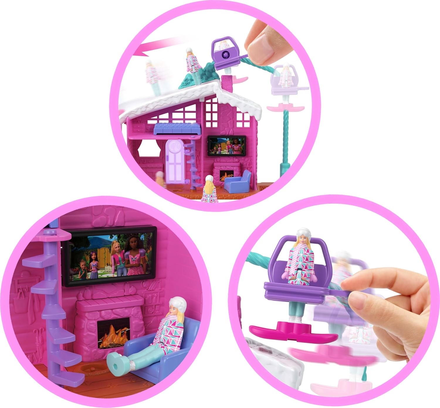 imageBarbie Mini Land Doll House Sets Mini Dreamhouse with Surprise 15inch Doll Furniture amp Accessories Plus Elevator amp Pool Styles May Vary