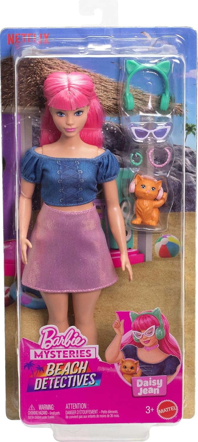 imageBarbie Mysteries Beach Detectives Ken Doll Wearing Removeable Signature Outfit with Storytelling Accessories Including Apron amp SnacksDaisy