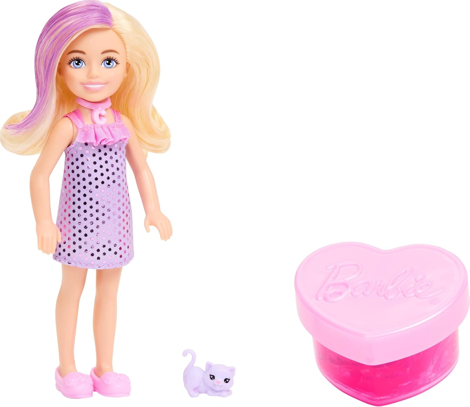 imageBarbie Party Unboxed Chelsea Doll Set Glam Party Series with 6 Surprises Including Pet amp Color Change Styles May Vary