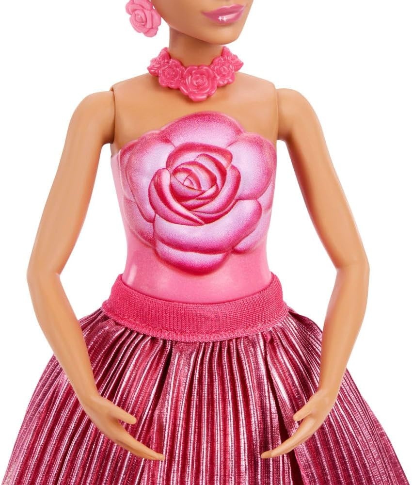 imageBarbie Petal Pop Scented Doll with Purple Floral Dress amp Accessories Bouquet Reveal with Pet Bunny amp Surprises Like Watering Can Necklace amp EarringsRose