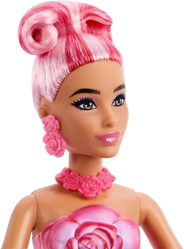 imageBarbie Petal Pop Scented Doll with Purple Floral Dress amp Accessories Bouquet Reveal with Pet Bunny amp Surprises Like Watering Can Necklace amp EarringsRose