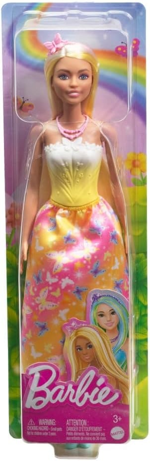 imageBarbie Royal Doll with Brightly Highlighted Fantasy Hair Colorful Accessories Yellow Ombre Bodice amp ButterflyPrint Skirt
