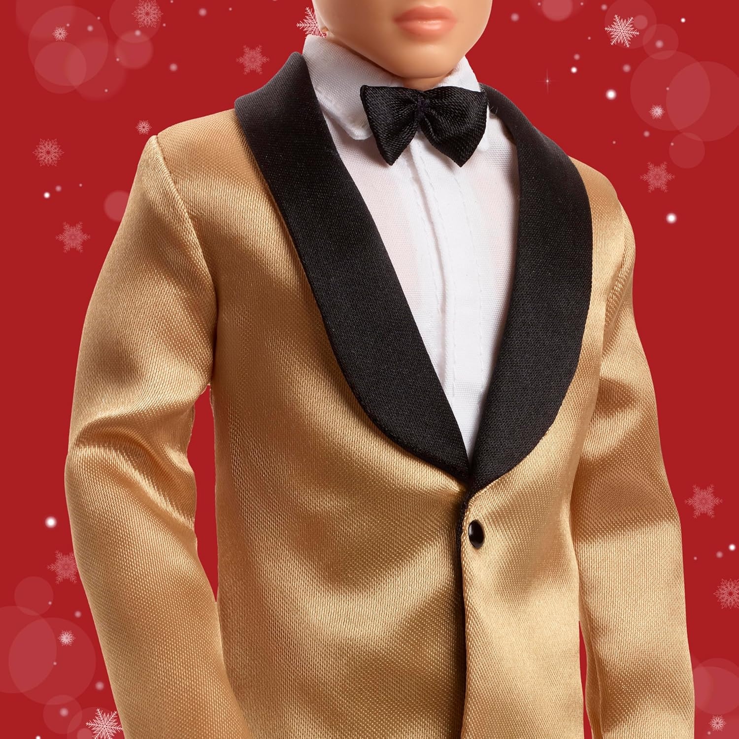 imageBarbie Signature 2025 Holiday Black Hair Ken Collectible Fashion Doll Wearing Full Suit with Golden Jacket in Displayable Packaging amp Doll Stand