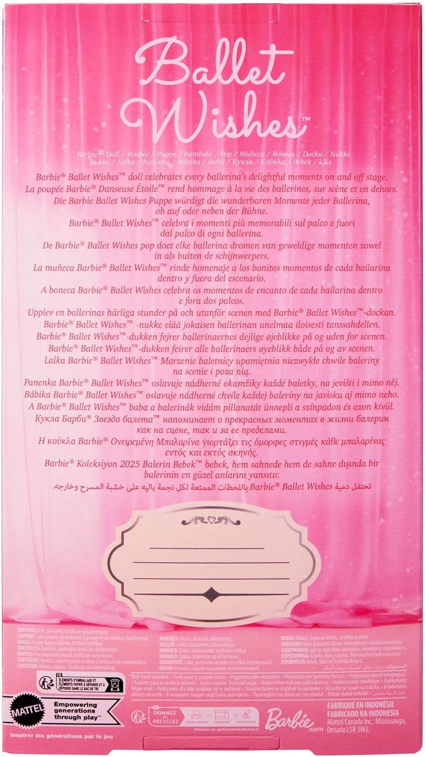 imageBarbie Signature Ballet Wishes Doll Collectible Fashion Doll in Satiny Pink Tutu with Blonde Hair and Giftable Packaging