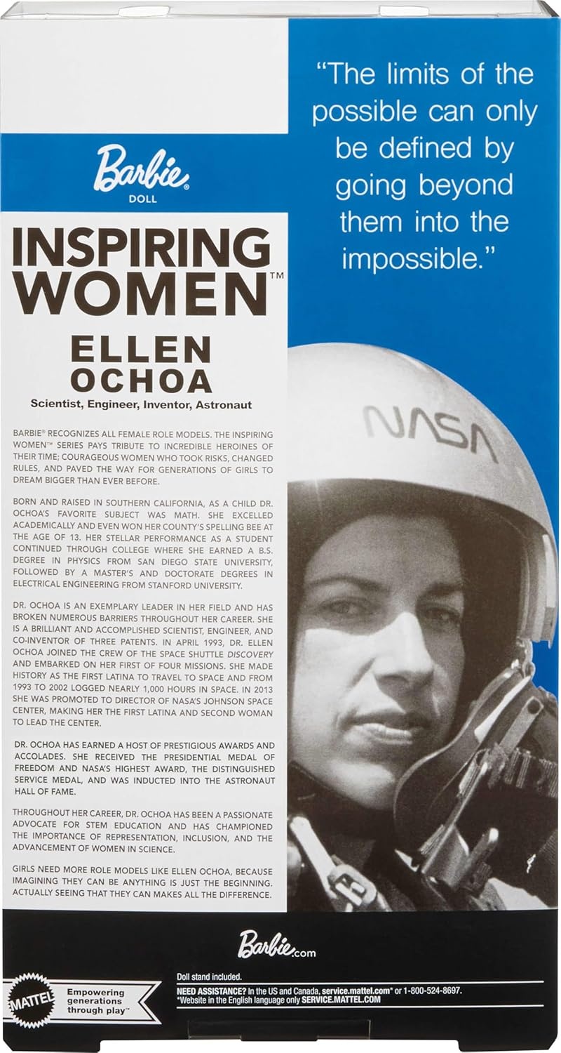 imageBarbie Signature Inspiring Women Fashion Doll Ellen Ochoa Collectible in Astronaut Space Suit with Accessories Including Helmet