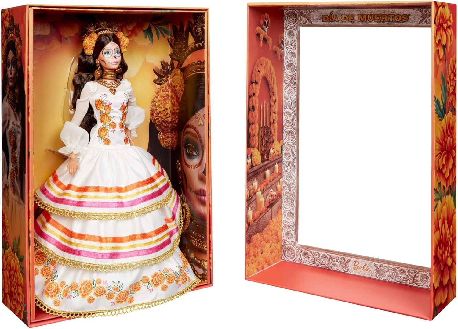 imageBarbie Signature Ken Doll Da De Muertos 2025 Collectible with Cream Shirt Black Vest and Trousers Sombrero and Calavera Face PaintBarbie
