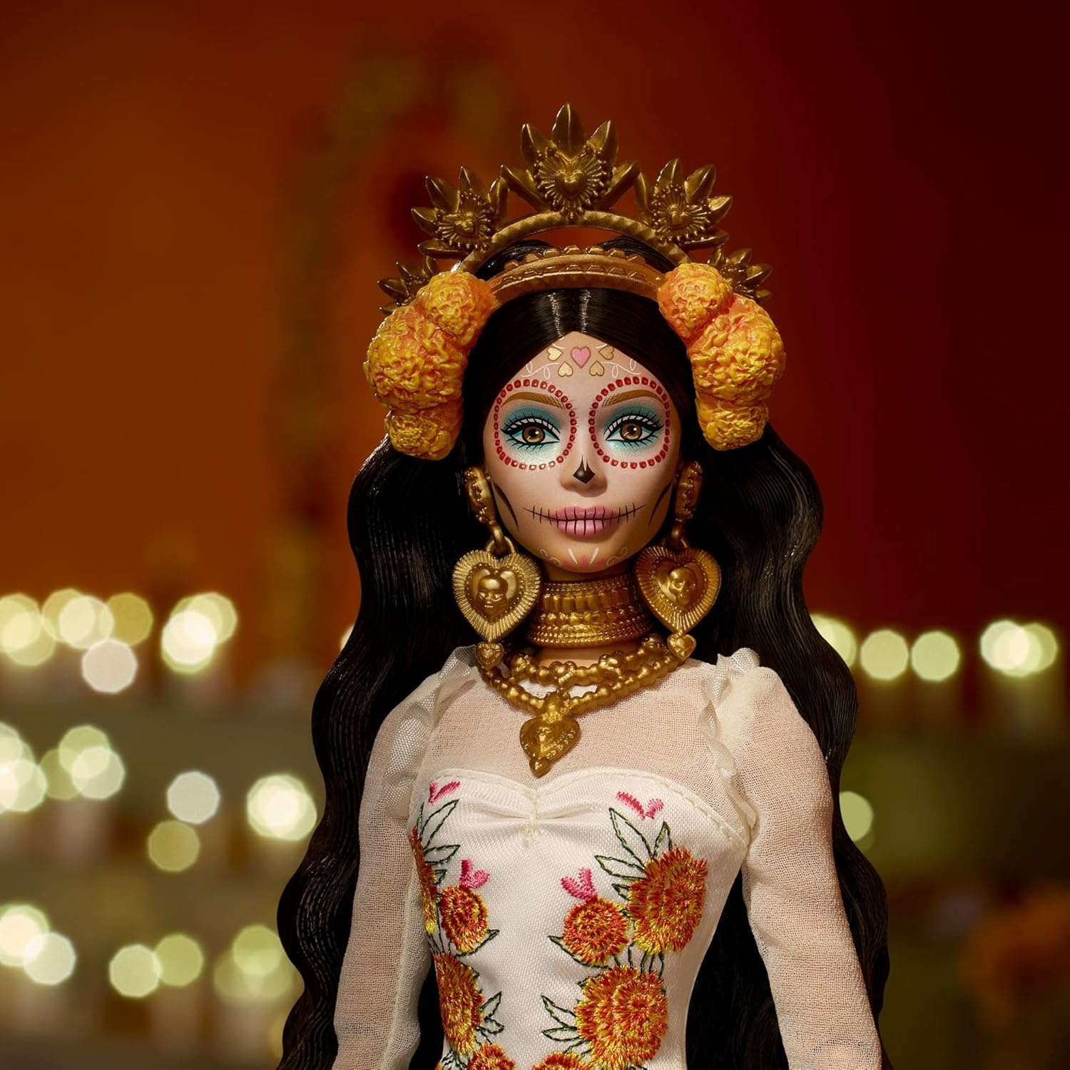 imageBarbie Signature Ken Doll Da De Muertos 2025 Collectible with Cream Shirt Black Vest and Trousers Sombrero and Calavera Face PaintBarbie