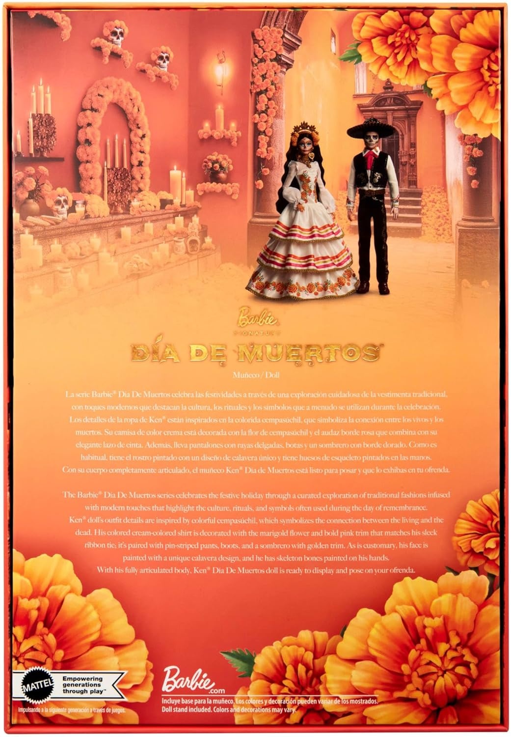 imageBarbie Signature Ken Doll Da De Muertos 2025 Collectible with Cream Shirt Black Vest and Trousers Sombrero and Calavera Face PaintKen