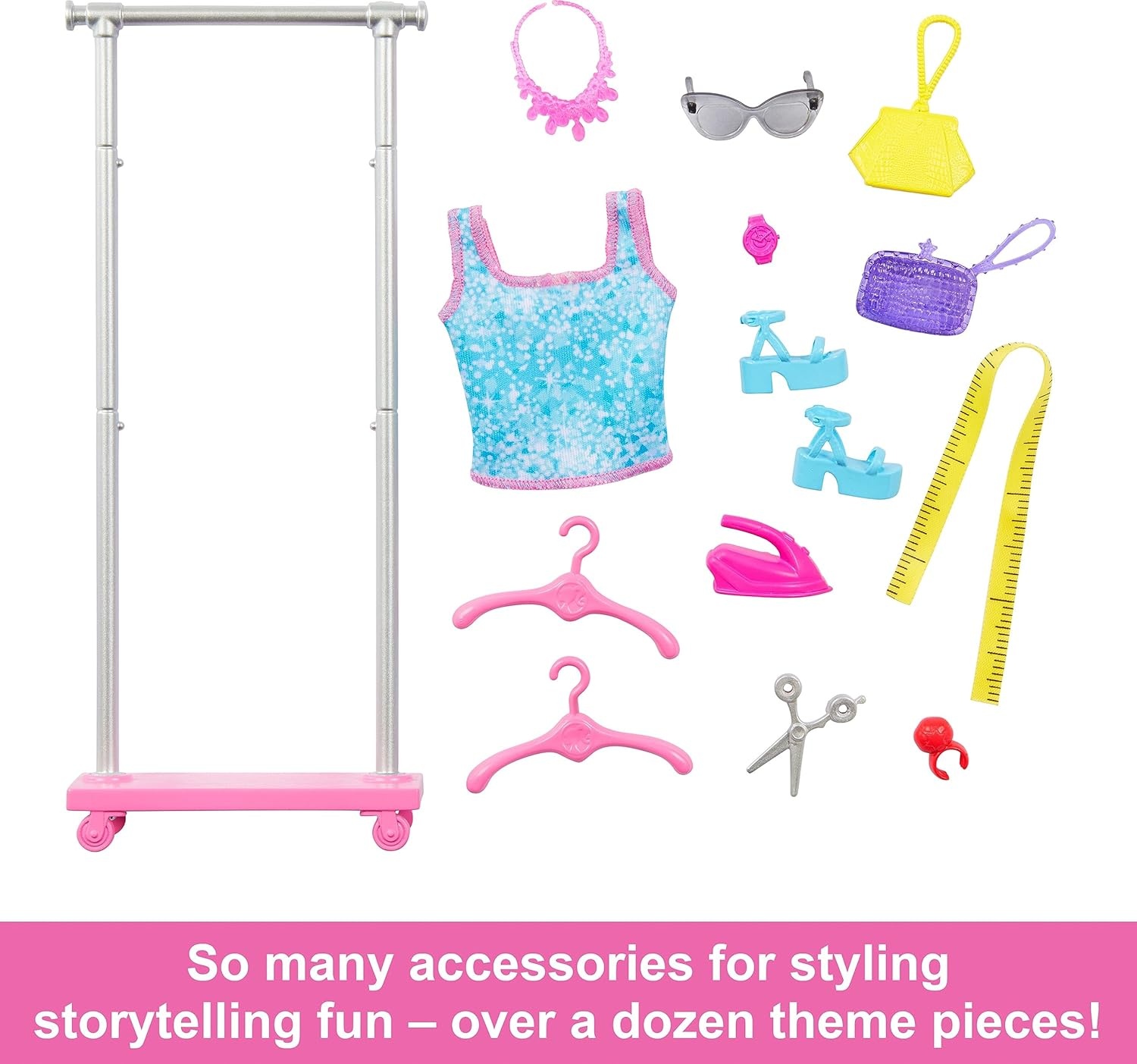 imageBarbie Stylist Doll amp 14 Accessories Blonde Barbie Malibu Fashion Doll Onset with Cart Smock Makeup Palette Pet Puppy amp MoreBrunette