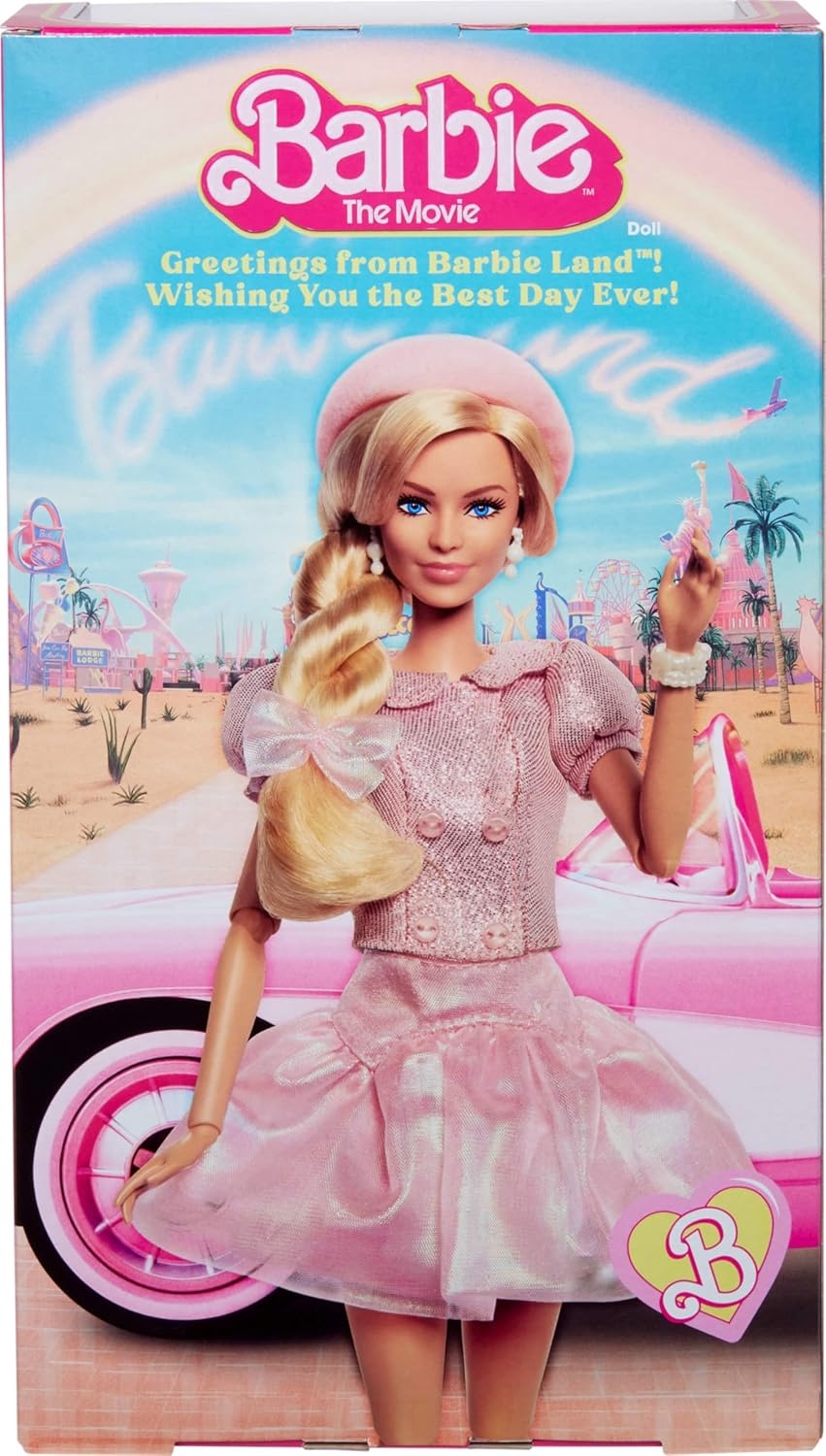 imageBarbie The Movie Doll Margot Robbie as Collectible Wearing Pink Blouse amp Skirt Tutu Outfit with Styled Hair amp Matching Jewelry