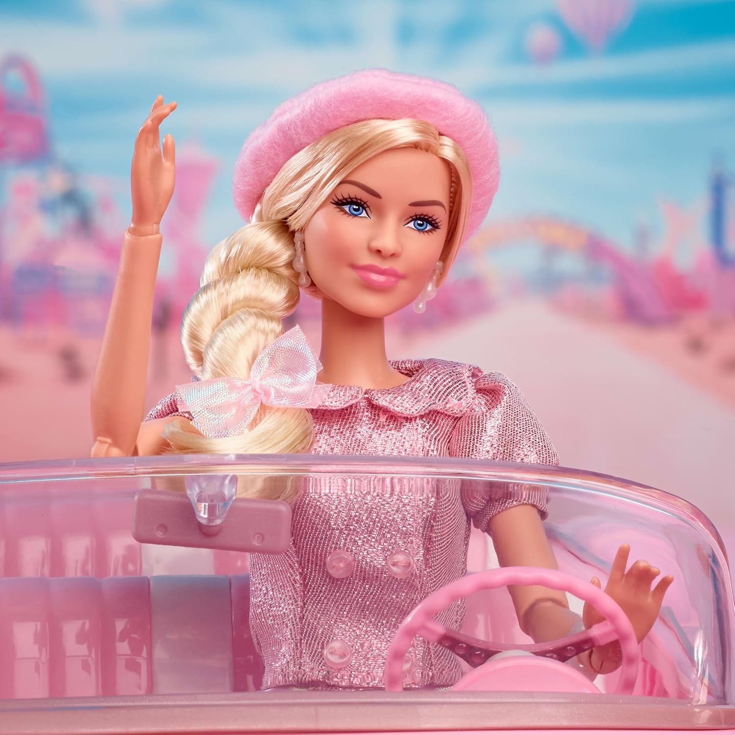 imageBarbie The Movie Doll Margot Robbie as Collectible Wearing Pink Blouse amp Skirt Tutu Outfit with Styled Hair amp Matching Jewelry