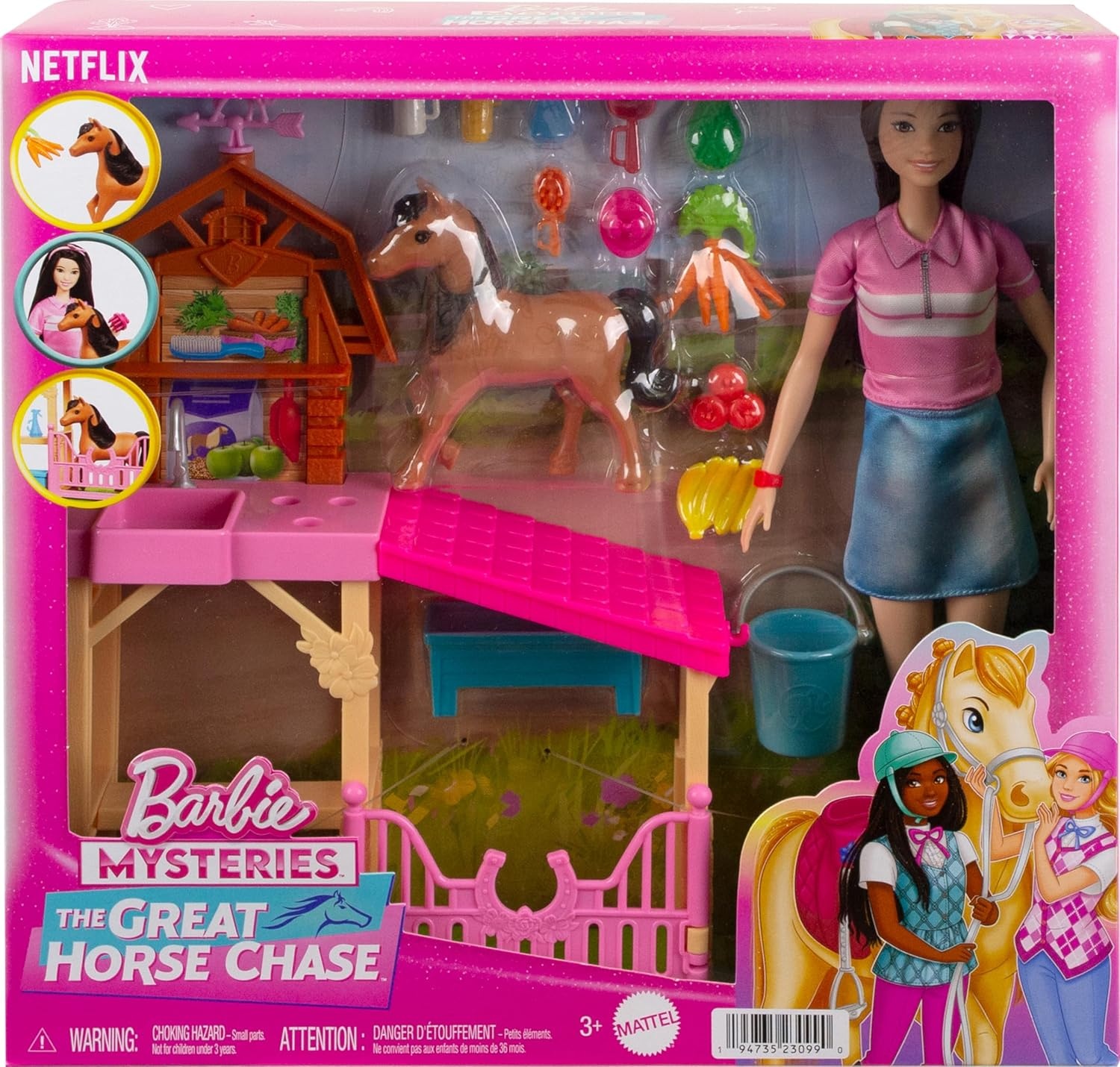 imageBarbie Toy Stable Playset with Fashion Doll Small Pony amp 10 Accessories Inspired Mysteries The Great Horse Chase