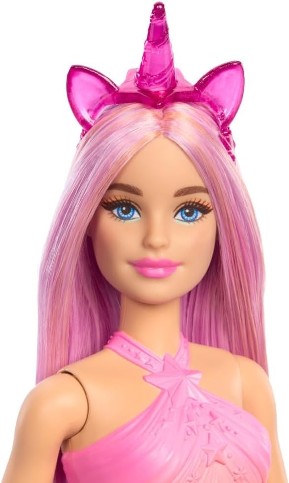 imageBarbie Unicorn Doll with Pink Fantasy Hair Colorful Outfit amp UnicornThemed Accessories