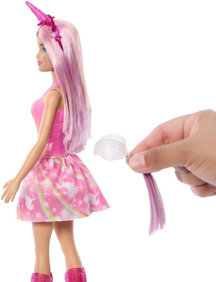 imageBarbie Unicorn Doll with Pink Fantasy Hair Colorful Outfit amp UnicornThemed Accessories
