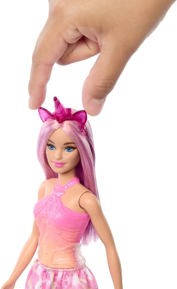 imageBarbie Unicorn Doll with Pink Fantasy Hair Colorful Outfit amp UnicornThemed Accessories