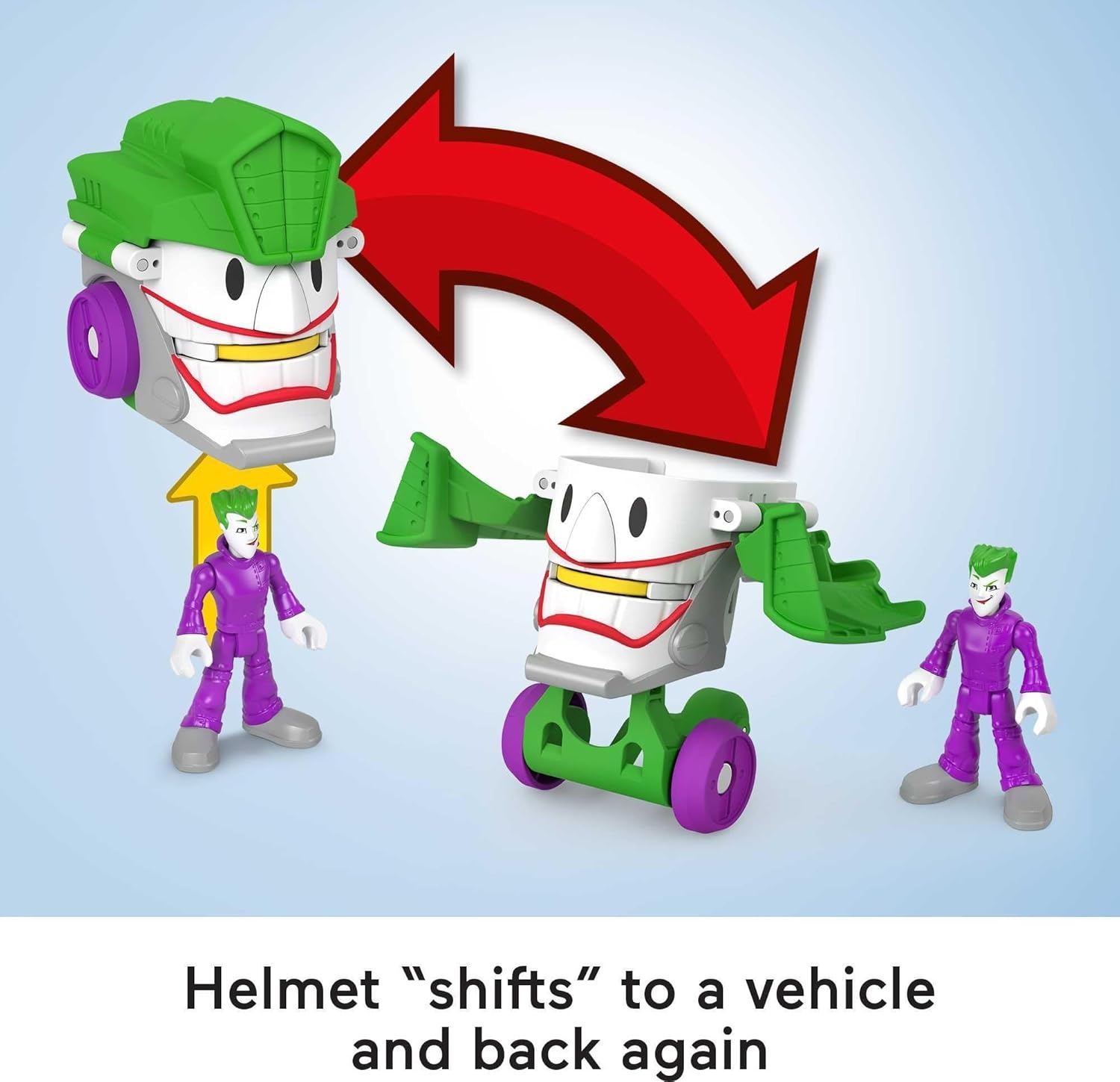 image:imageFisherPrice Imaginext DC Super Friends Preschool Toy Head Shifters The Joker amp Laff Mobile Figure Set for Pretend Play Kids Ages 3 YearsJoker Laff Mobile
