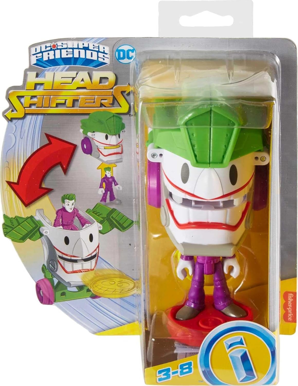 image:imageFisherPrice Imaginext DC Super Friends Preschool Toy Head Shifters The Joker amp Laff Mobile Figure Set for Pretend Play Kids Ages 3 YearsJoker Laff Mobile