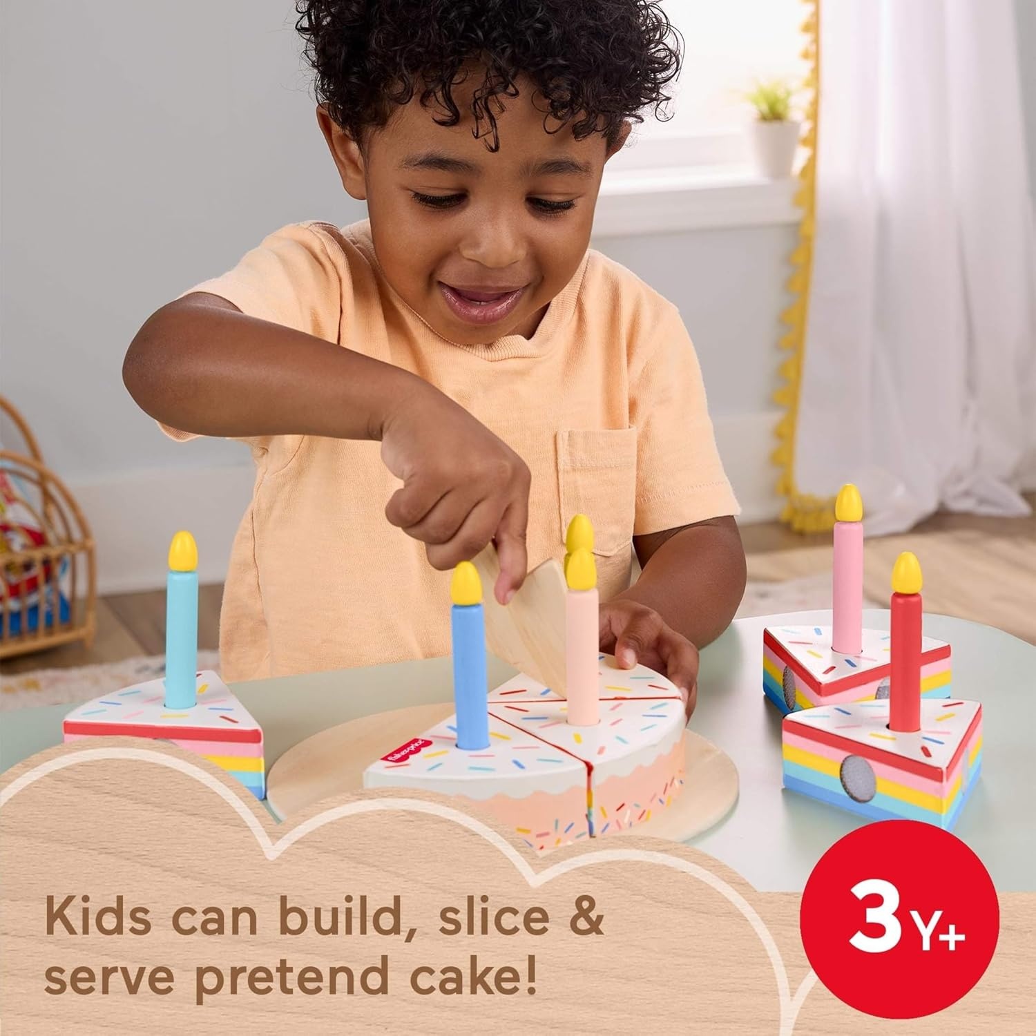 imageFisherPrice Wood Pretend Play Toy Fruit Pie Tiny Garden 16Piece Wooden Food Puzzle Set for Preschool Kids Ages 3 Years Amazon ExclusiveCake