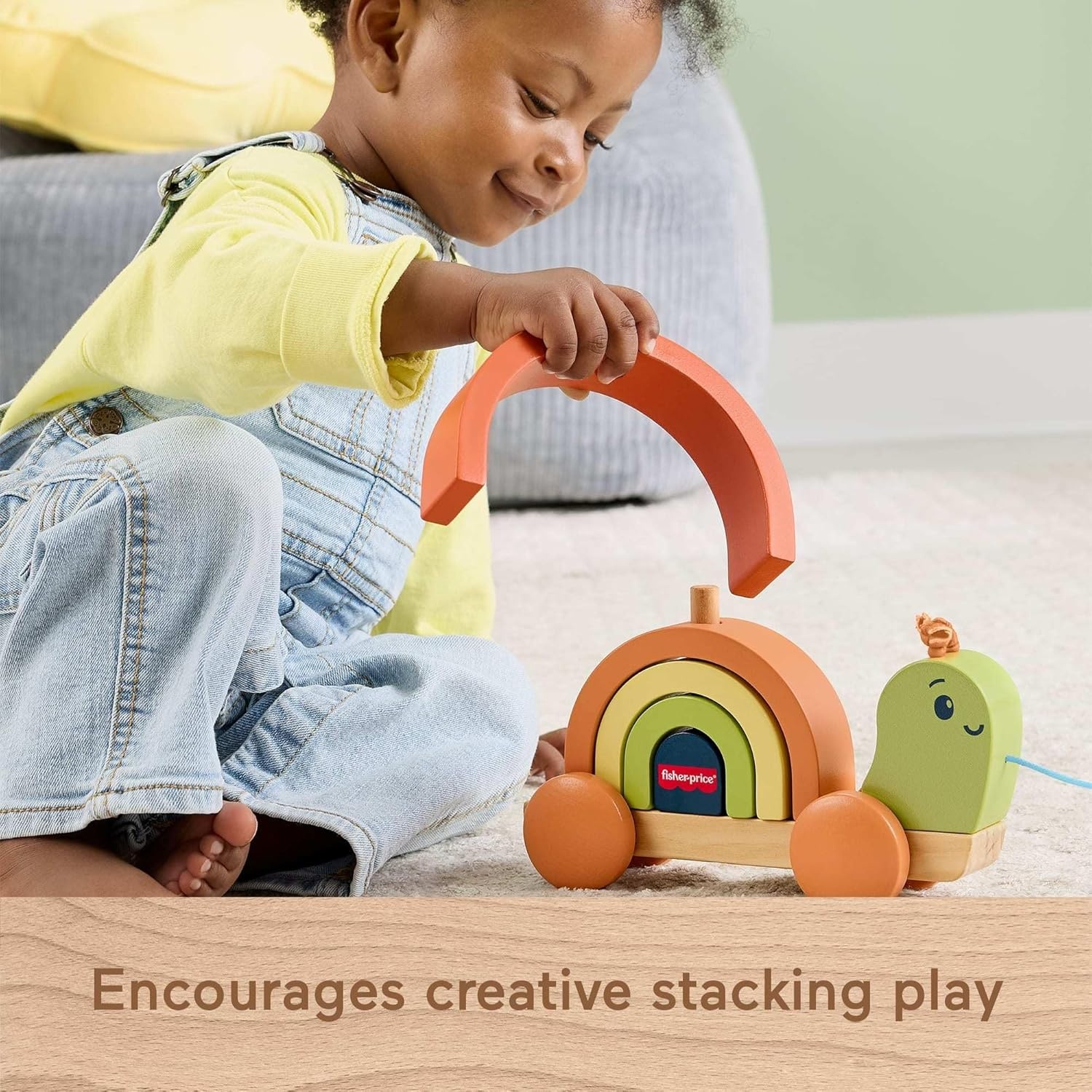 imageFisherPrice Wood Toddler Toy PullAlong Stacking Snail Tiny Garden 6Piece Wooden Activity for Motor Skill Development Kids Ages 18 Months