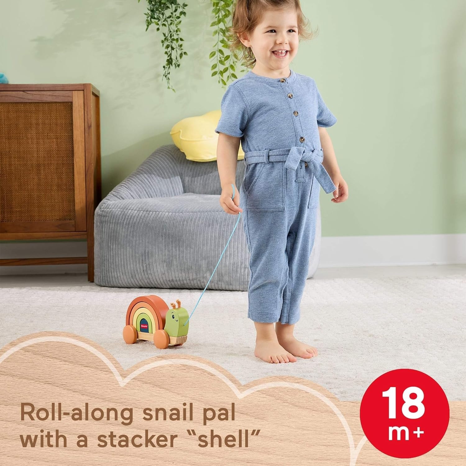 imageFisherPrice Wood Toddler Toy PullAlong Stacking Snail Tiny Garden 6Piece Wooden Activity for Motor Skill Development Kids Ages 18 Months
