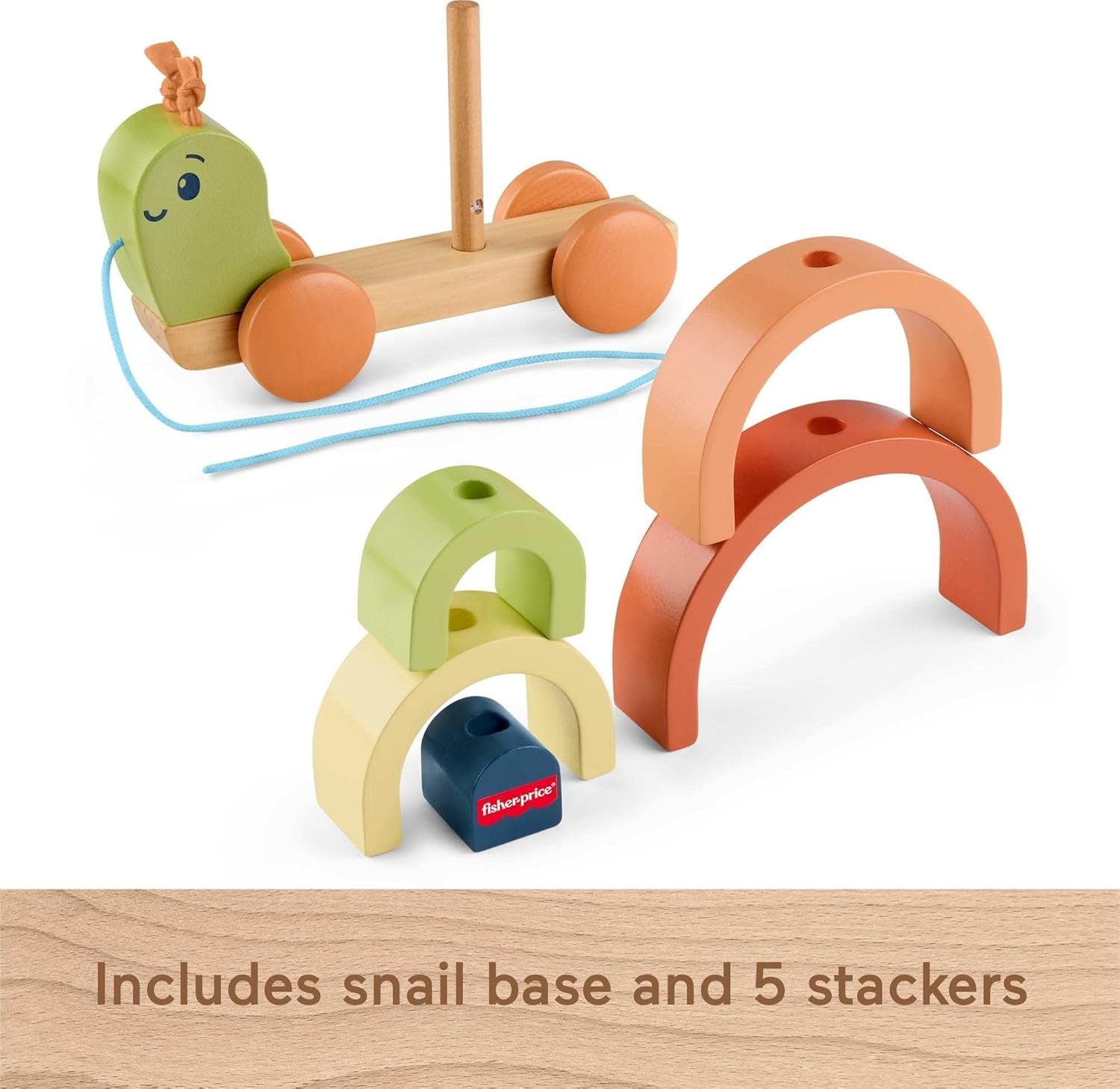 imageFisherPrice Wood Toddler Toy PullAlong Stacking Snail Tiny Garden 6Piece Wooden Activity for Motor Skill Development Kids Ages 18 Months