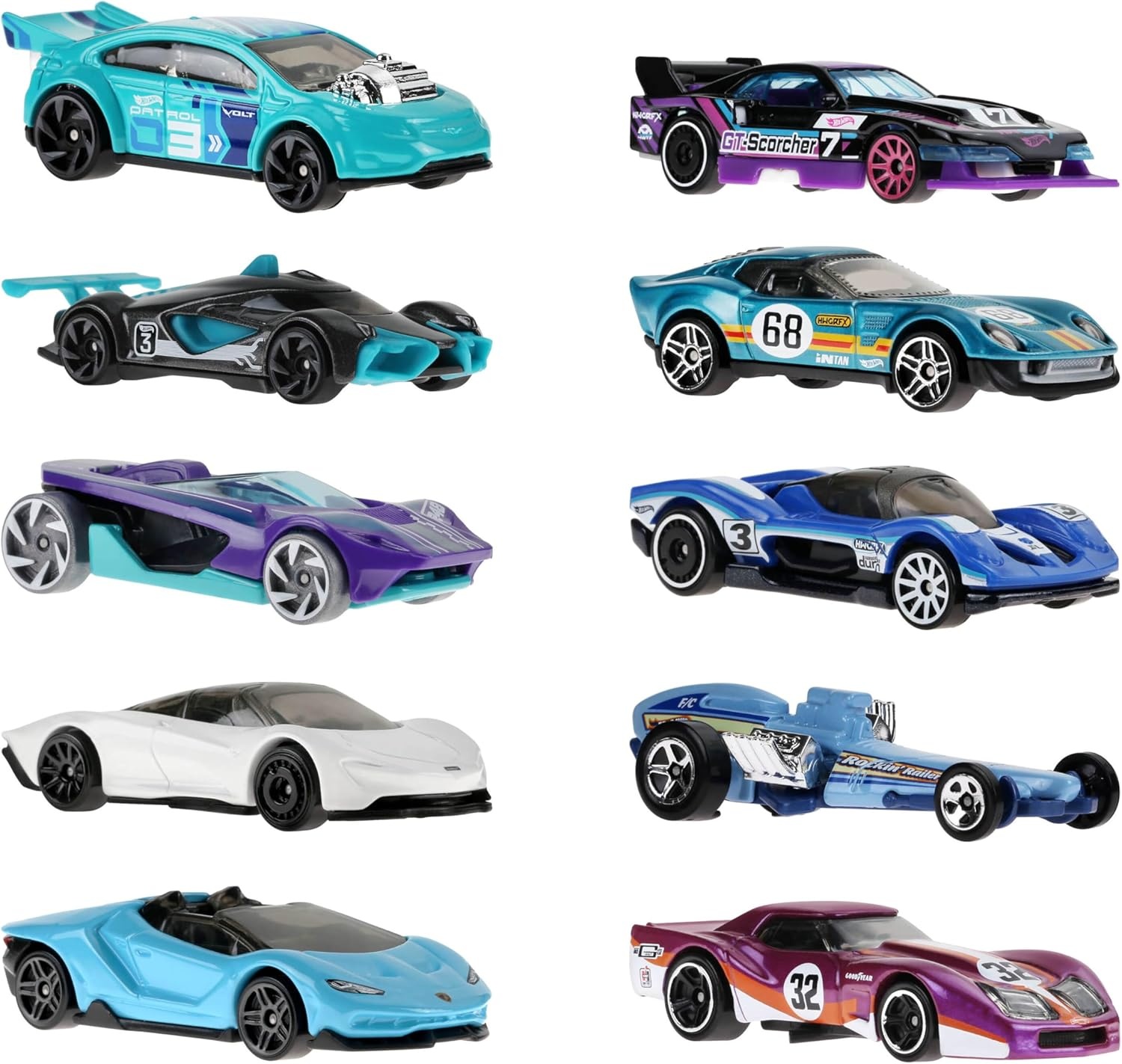 image:imageHot Wheels 10Pack of Toy Race Cars Includes 164 Scale Corvette Lamborghini McLaren amp Hot Wheels Originals Amazon Exclusive10pack Race Cars