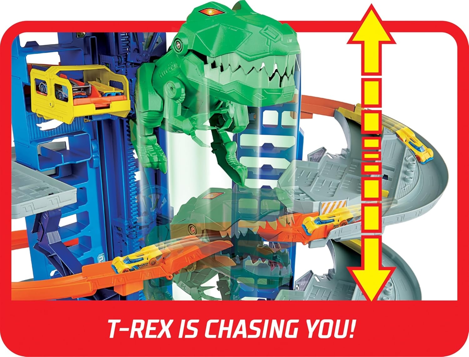 imageHot Wheels City Robo TRex Ultimate Garage MultiLevel MultiPlay Mode Stores 100 Plus 164 Scale Cars Gift idea for Kids 3 and Older Amazon ExclusiveGarage