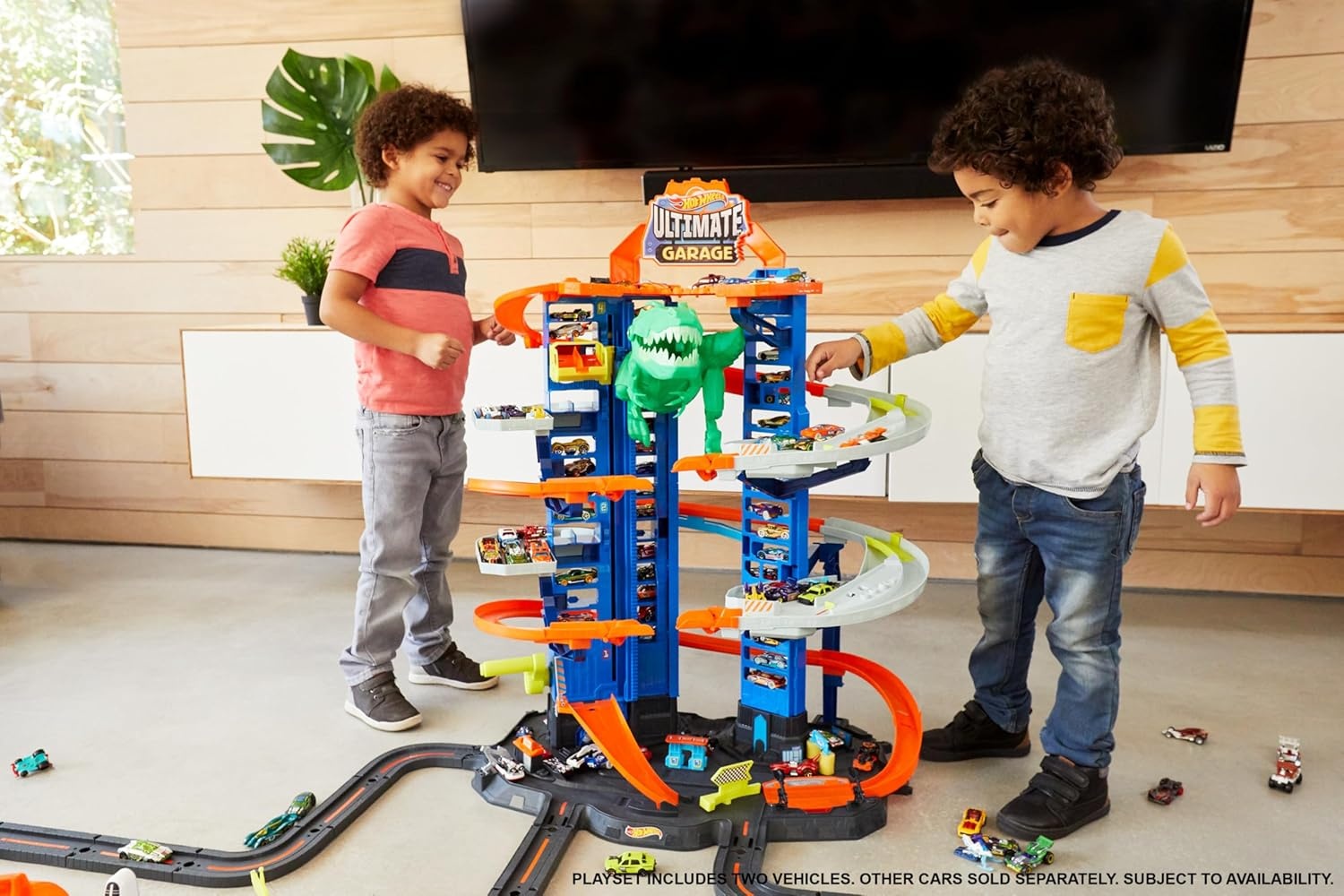 imageHot Wheels City Robo TRex Ultimate Garage MultiLevel MultiPlay Mode Stores 100 Plus 164 Scale Cars Gift idea for Kids 3 and Older Amazon ExclusiveGarage