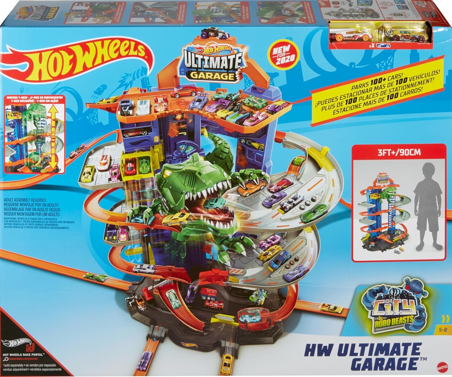 imageHot Wheels City Robo TRex Ultimate Garage MultiLevel MultiPlay Mode Stores 100 Plus 164 Scale Cars Gift idea for Kids 3 and Older Amazon ExclusiveGarage