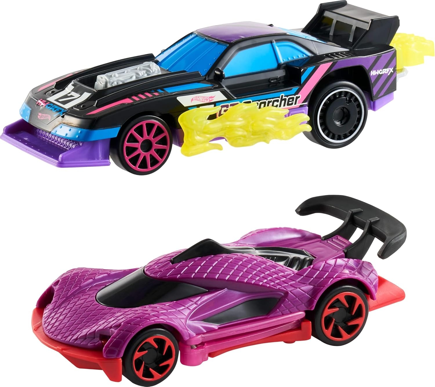 image:imageHot Wheels Lets Race Activate Toy Car 2Pack GTScorcher amp Street Shrieker Roll to Transform or Reveal Surprise Feature Like in the Netflix Series